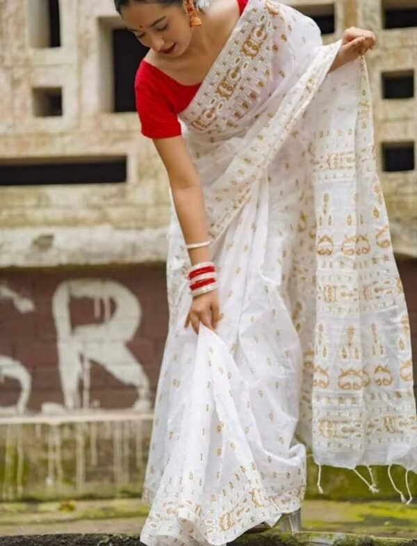 Half Silk Skin Print Saree – 12 Haath Stylish Printed Saree | BD Family Shop