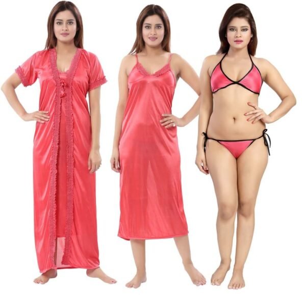 Premium Satin 3 Piece Nightwear Set for Women | Stylish Night Dress | BD Family Shop