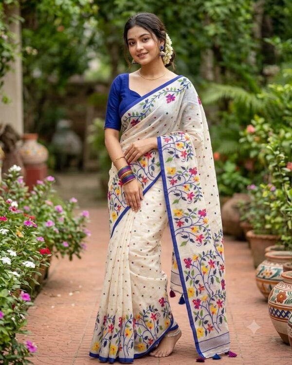 Chanderi Silk Digital Print Saree | Elegant Floral Design | BD Family Shop