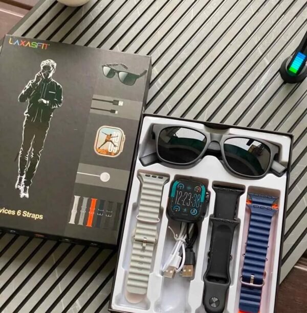 LAXASFIT Smartwatch Set 2 Devices with 6 Straps | Smart Watch & Smart Sunglasses | BD Family Shop