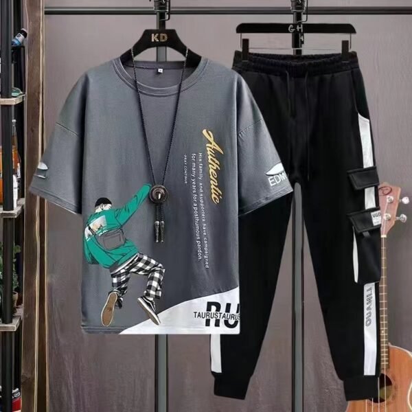 Half Sleeve T-Shirt & Trouser Set for Men | Jersey Casual Two Piece Outfit | BD FAMILY SHOP | FAMILY SHOP BD