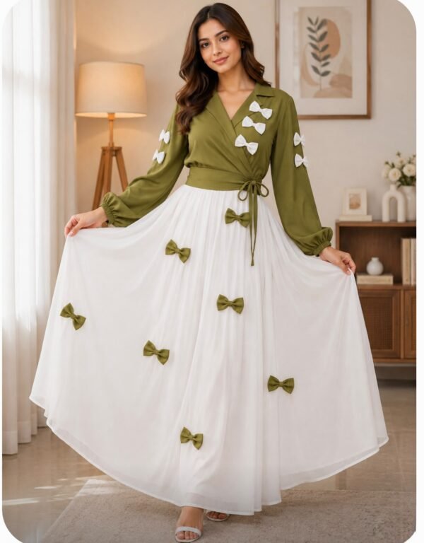 Stylish Bow Tops & Skirt Set for Women – Jafran Fabric | BD Family Shop